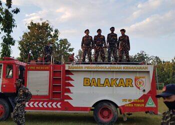 Unik, Halal Bihalal Banser Diselenggarakan Sekaligus Latihan Damkar