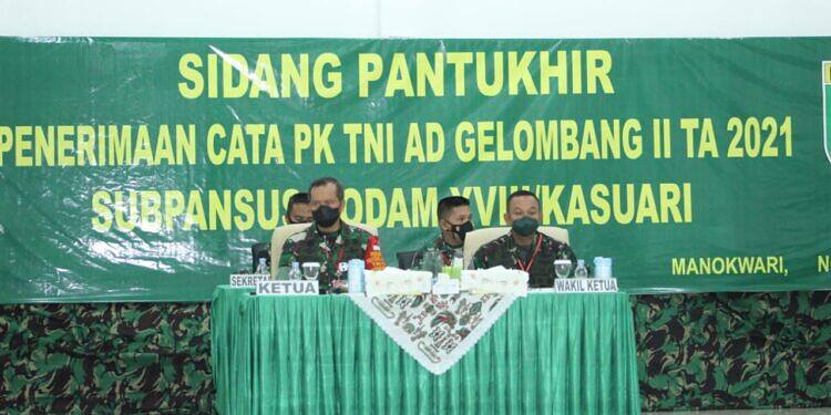Sebanyak 172 Pemuda Papua Barat Ikuti Sidang Pantukhir Penerimaan Cata PK TNI AD Gel. II TA. 2021 Subpanpus Kodam XVIII/Kasuari