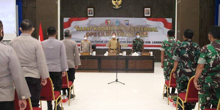Kendalikan Penyebaran Covid-19 Saat Nataru, Forkopimda Lamongan Gelar Rakor Eksternal OPS Lilin Semeru 2021