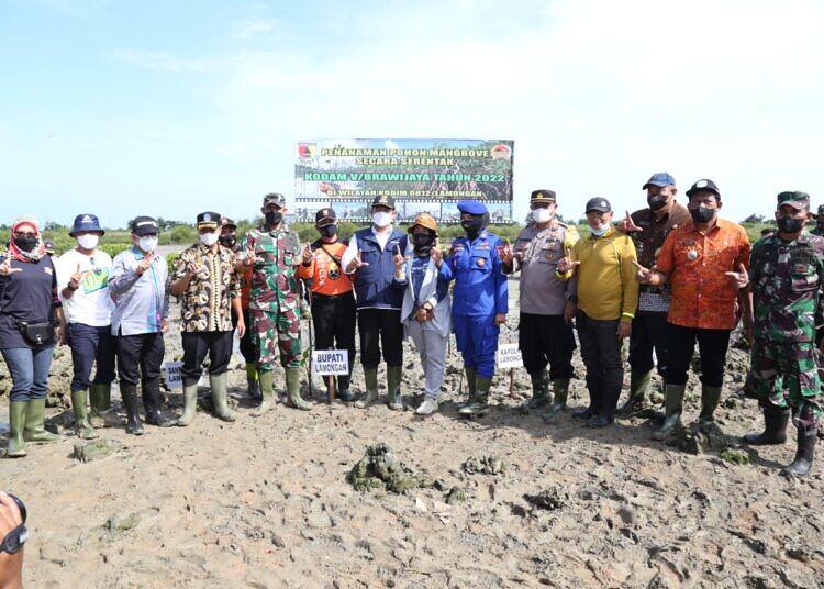 Kodim 0812/Lamongan Tanam Mangrove Serentak dan Vidcon Tersebar Dijajaran Kodam V/Brawijaya