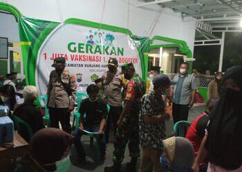 Koramil 0809/23 Bersama Muspimcam Kunjang Sukseskan Program Percepatan Vaksinasi Booster Satu Juta PCNU Kabupaten Kediri 