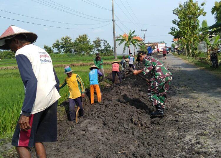 Kepedulian Babinsa Koramil 0812 di Wilayah Bluluk, Bersama Warga Lakukan Normalisasi Saluran Irigasi