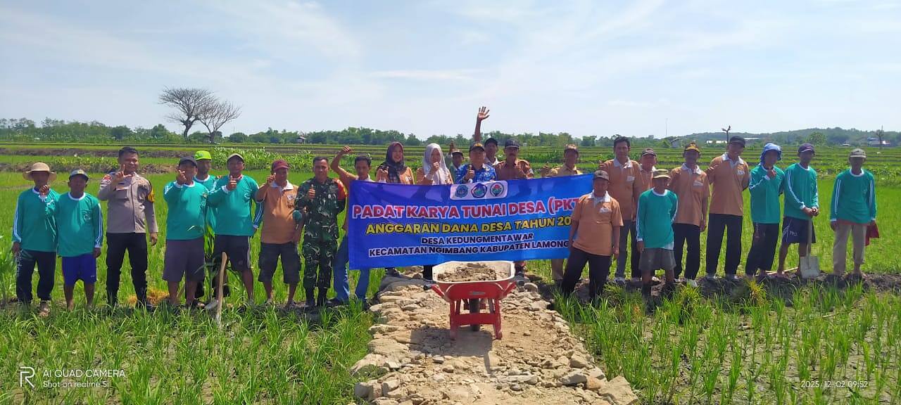 Tingkatkan Infrastruktur Tani, Babinsa Koramil 0812/06 Ngimbang Dampingi Padat Karya Tunai Desa Kedungmentawar
