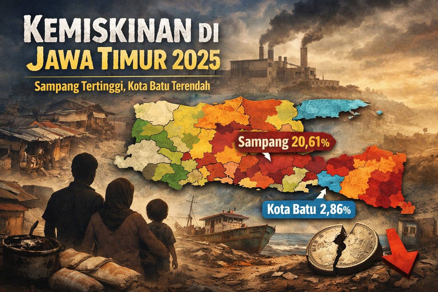Update BPS 2025: Persentase Penduduk Miskin di JawaTimur, Sampang Tertinggi Kota Batu Terendah