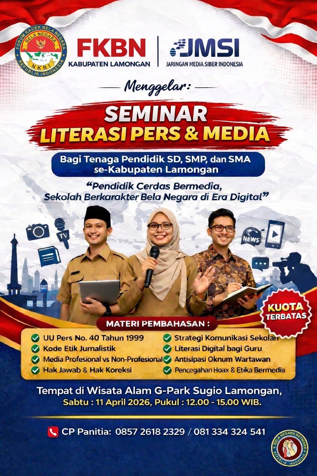 Seminar Literasi Pers FKBN dan JMSI Lamongan Perkuat Peran Guru Lawan Hoaks
