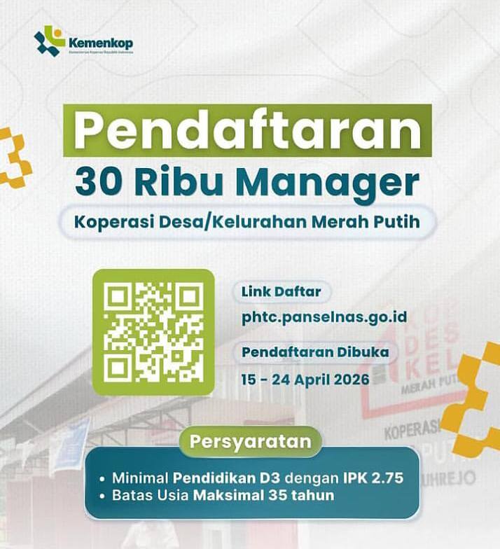Rekrutmen Nasional Dibuka, Pemerintah Perkuat SDM Koperasi Desa dan Kampung Nelayan