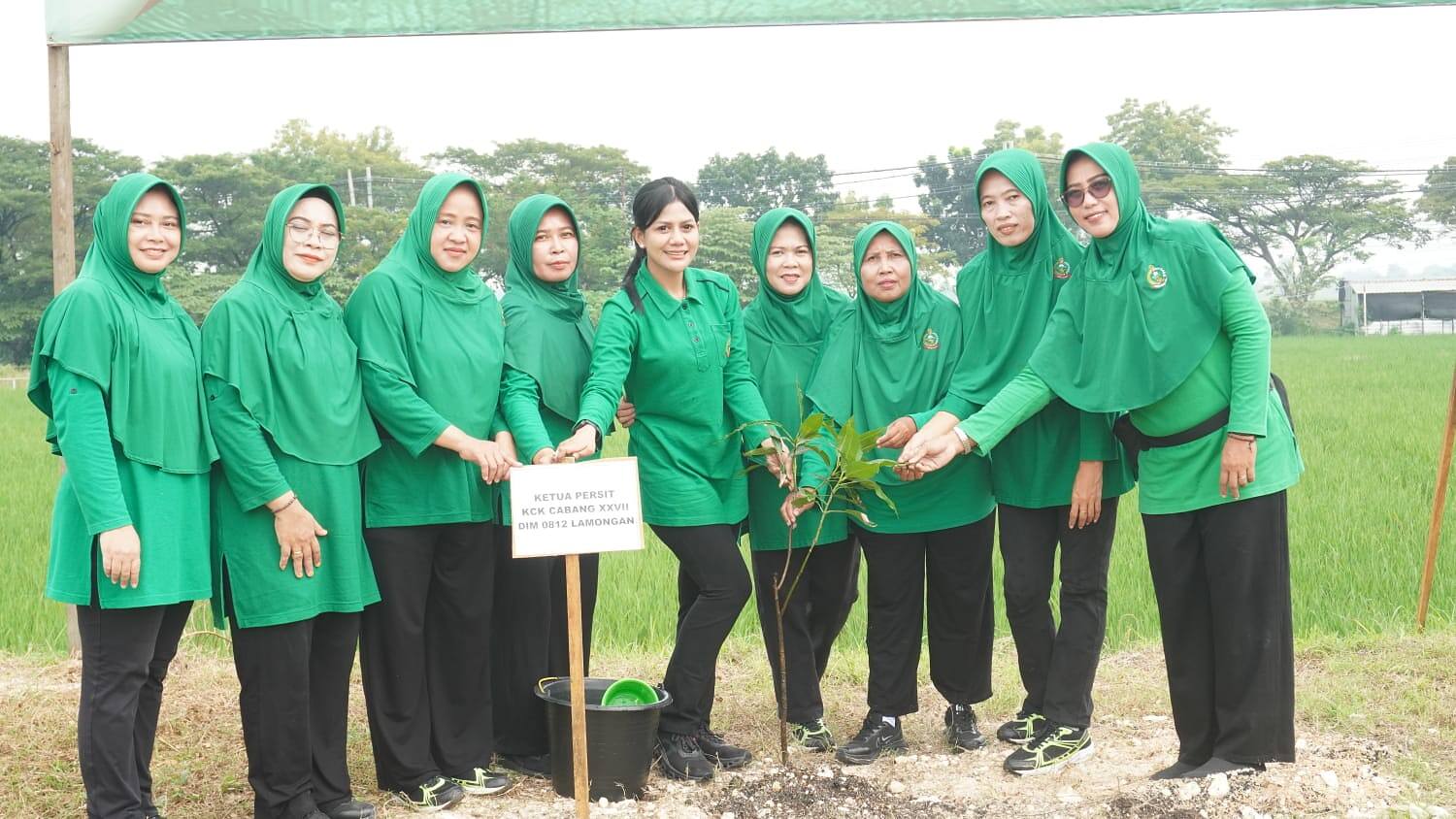 Persit KCK Cabang XXVII Dim 0812 Lamongan Tanam Pohon, Hijaukan Kampung Pandu Jotosanur