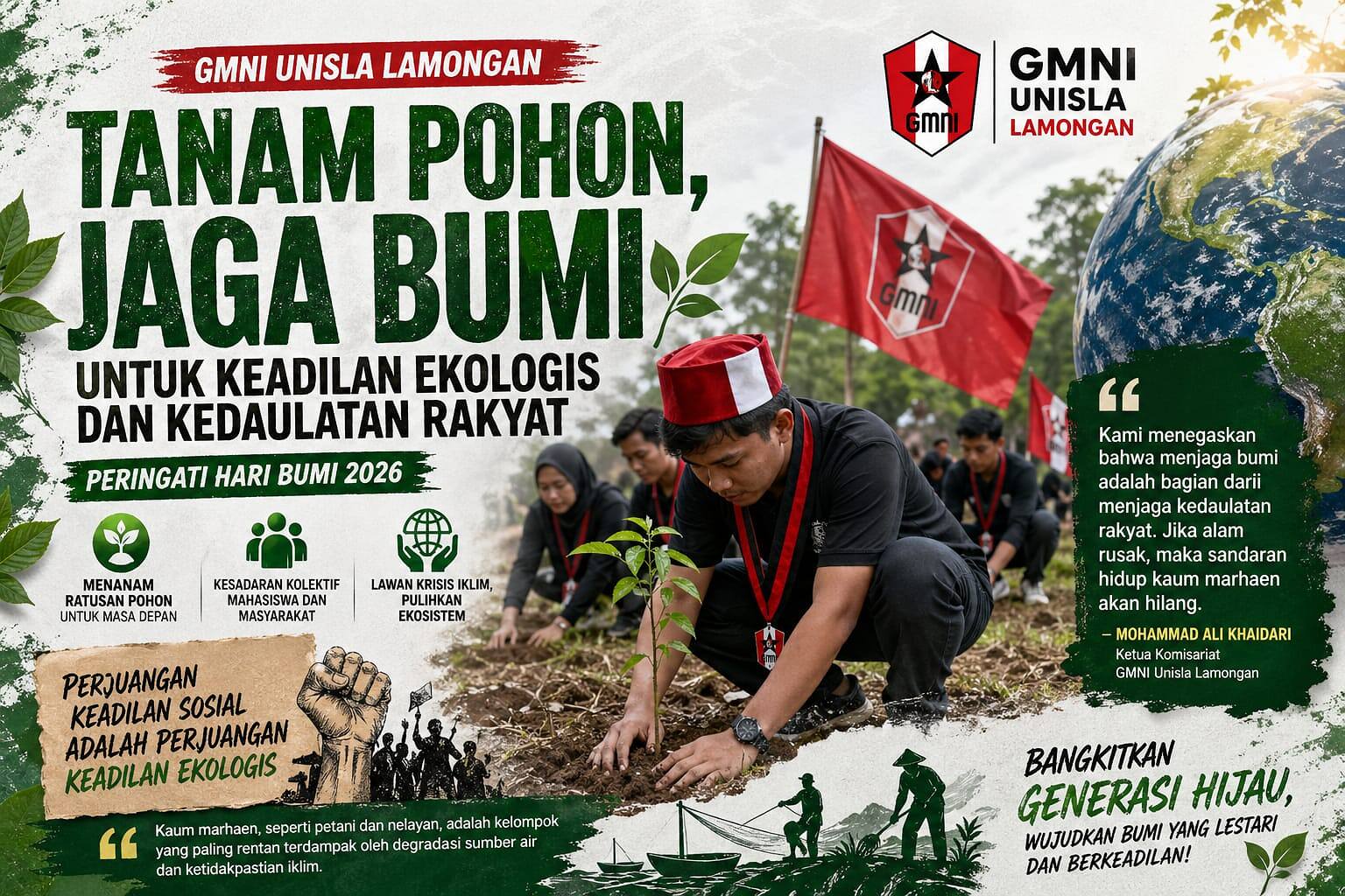 “Dari Kampus untuk Bumi: GMNI Unisla Lamongan Pimpin Gerakan Penghijauan”