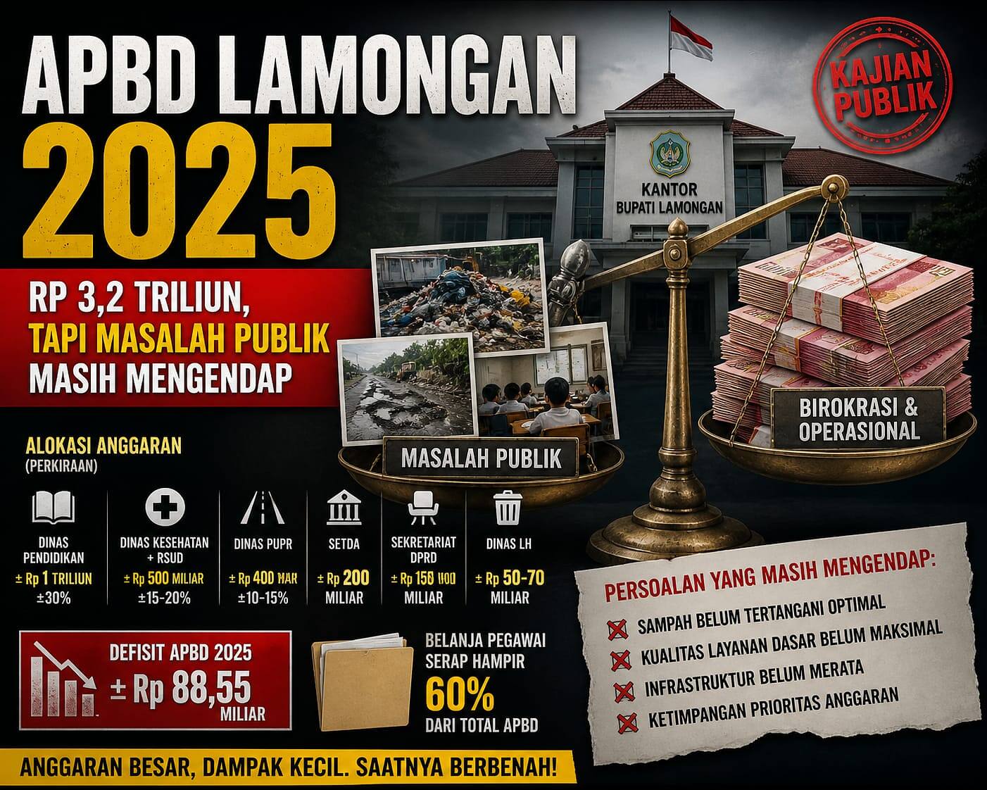 Belanja Pegawai Dominan, APBD Lamongan 2025 Dinilai FKBN Tak Menyentuh Akar Masalah.