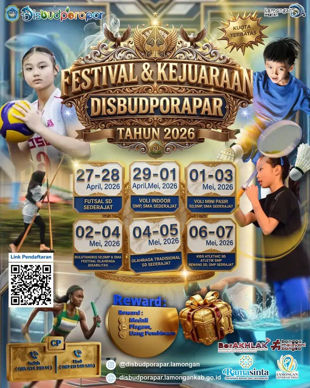 Ratusan Pelajar Ramaikan Festival & Kejuaraan Disbudporapar Lamongan 2026
