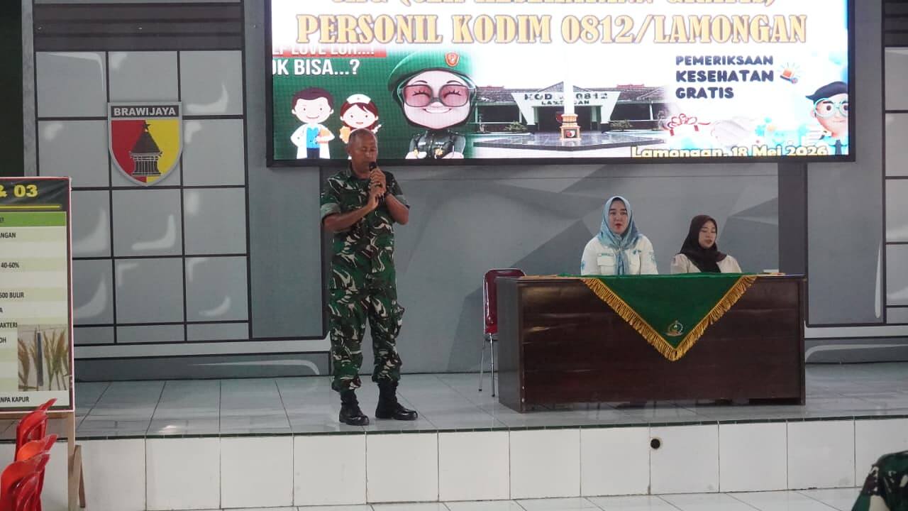 Kodim 0812/Lamongan Gandeng Puskesmas Deket dan Polkes Adakan Cek Kesehatan Gratis untuk Personel