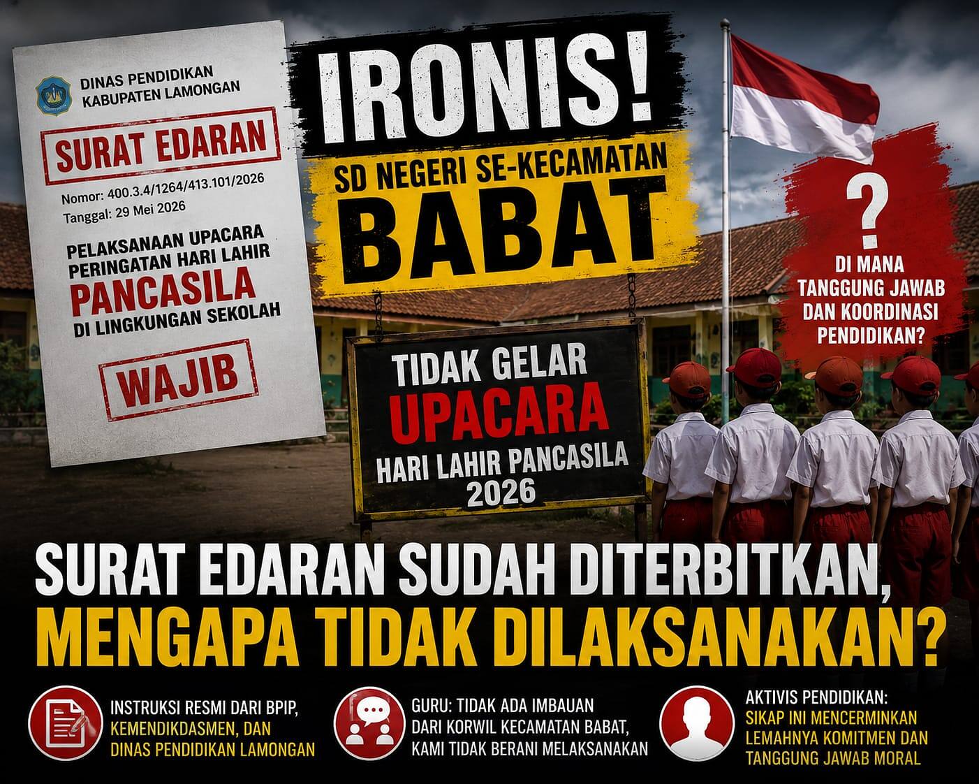 Ada Apa dengan Pendidikan di Babat? SD Negeri Se-Kecamatan Tidak Gelar Upacara Hari Lahir Pancasila 2026