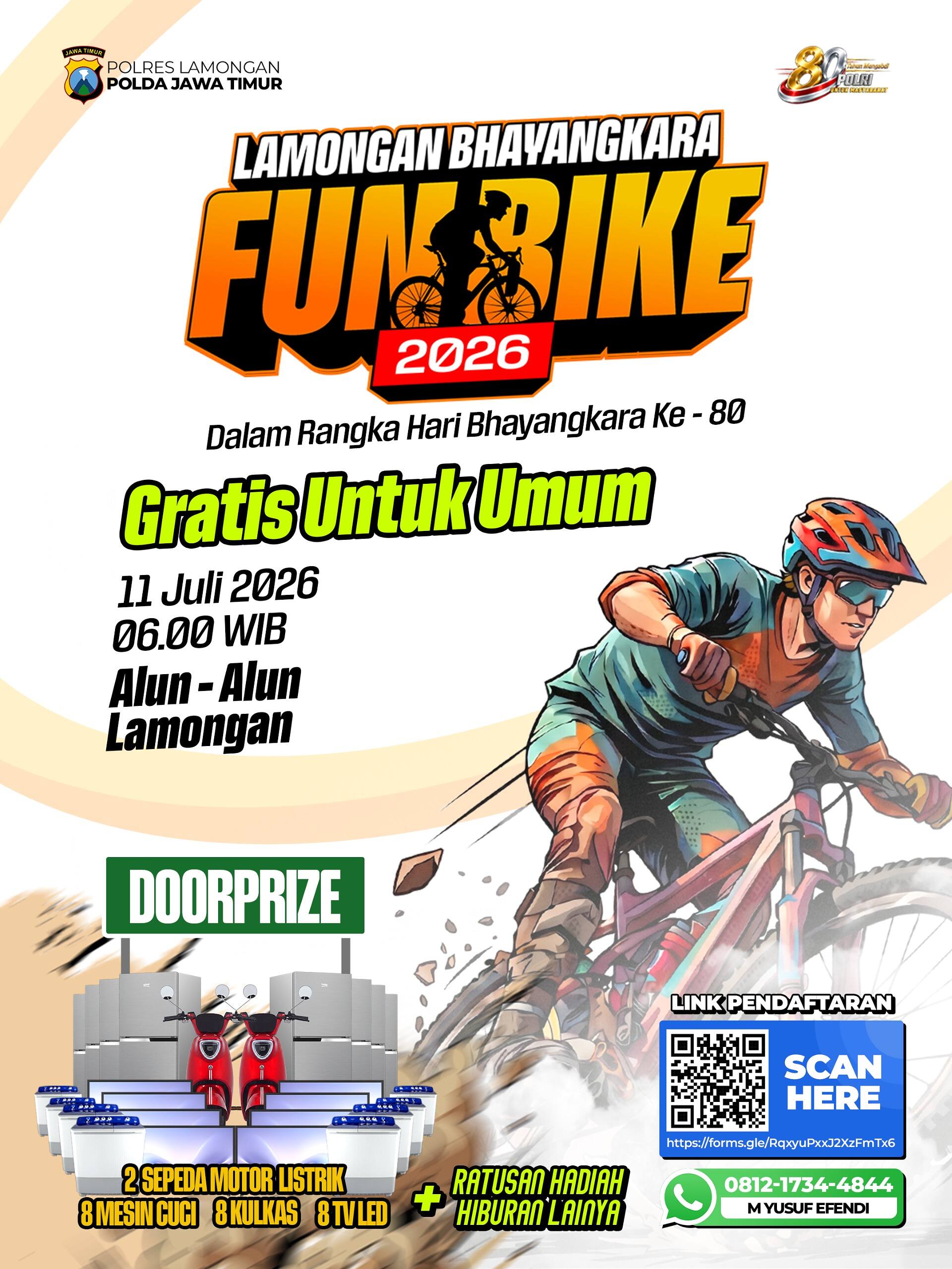 Gratis untuk Masyarakat, Lamongan Bhayangkara Fun Bike 2026 Siapkan Doorprize Motor Listrik