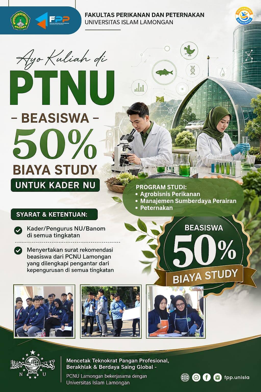 Kabar Gembira! Kader NU di Lamongan Bisa Kuliah dengan Beasiswa 50 Persen di UNISLA