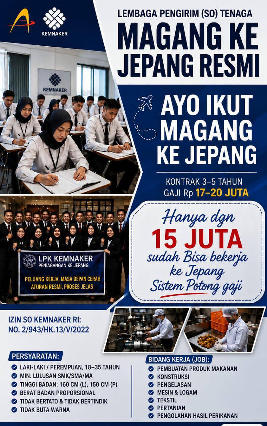 Lulusan SMA/SMK Bisa Magang ke Jepang, Gaji Ditawarkan Rp17–20 Juta
