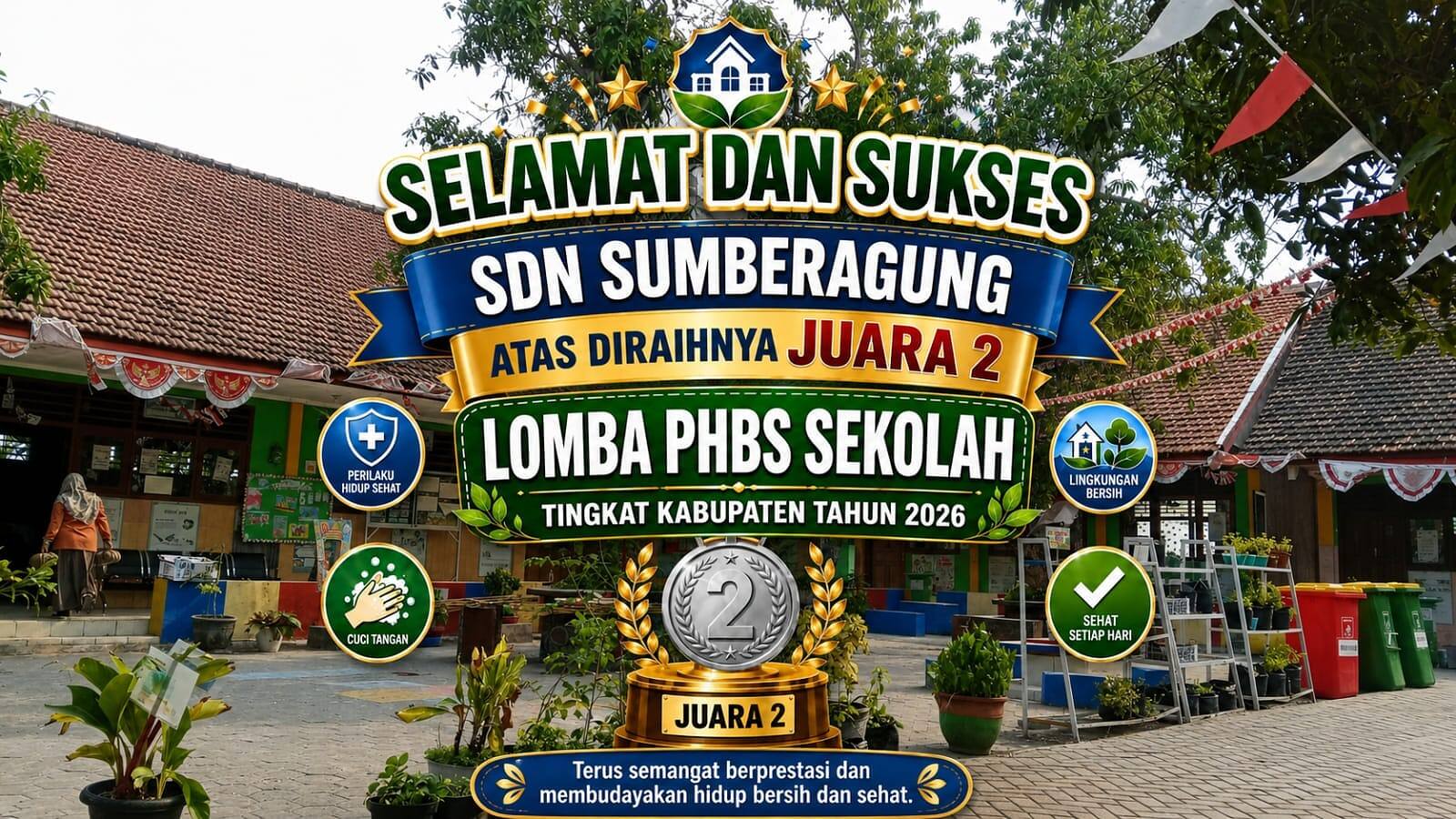 Budaya Hidup Bersih Berbuah Prestasi, SDN Sumberagung Juara 2 PHBS Lamongan