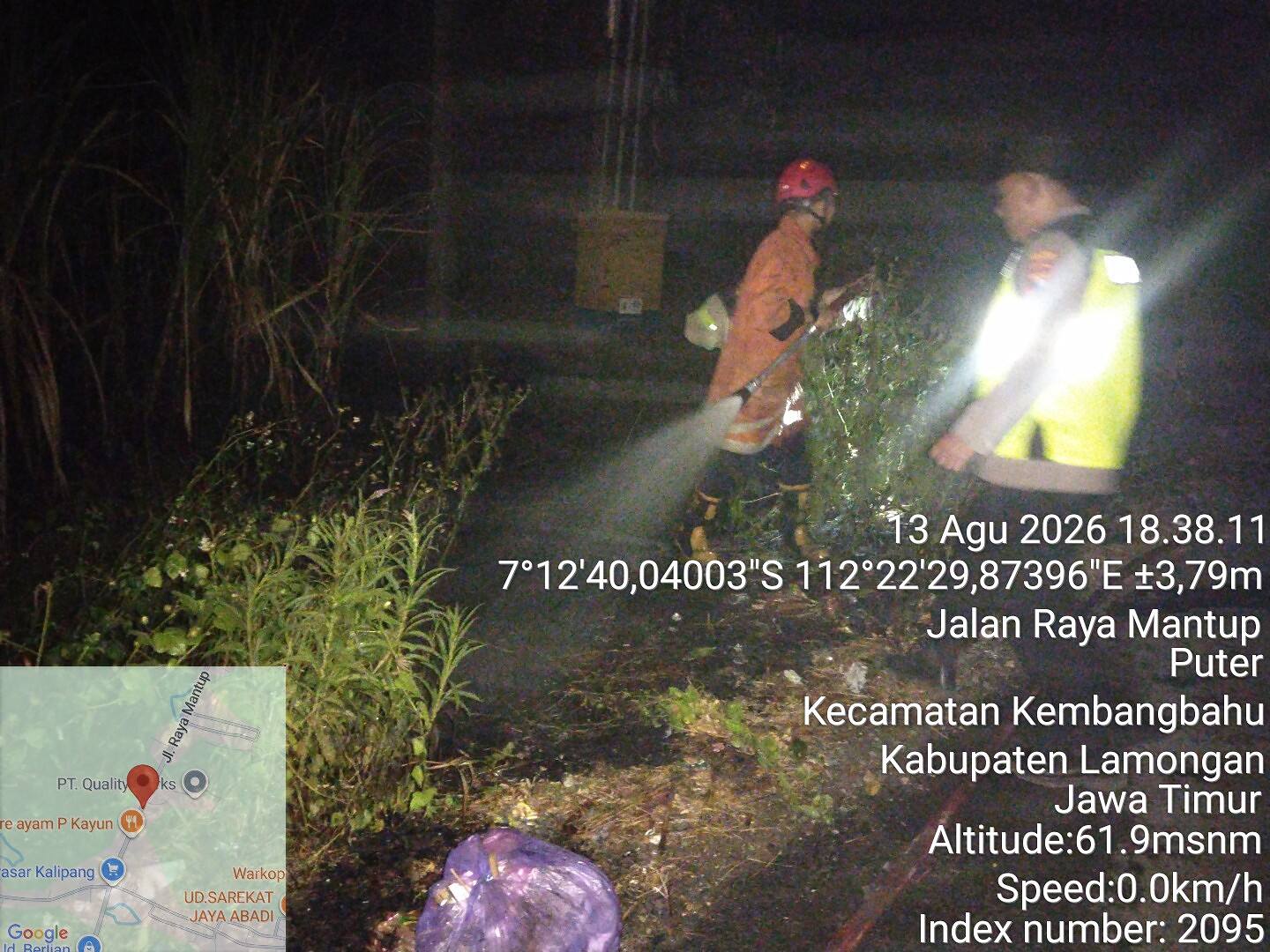 Lahan Tebu di Desa Puter Terbakar, Polres Lamongan Bertindak