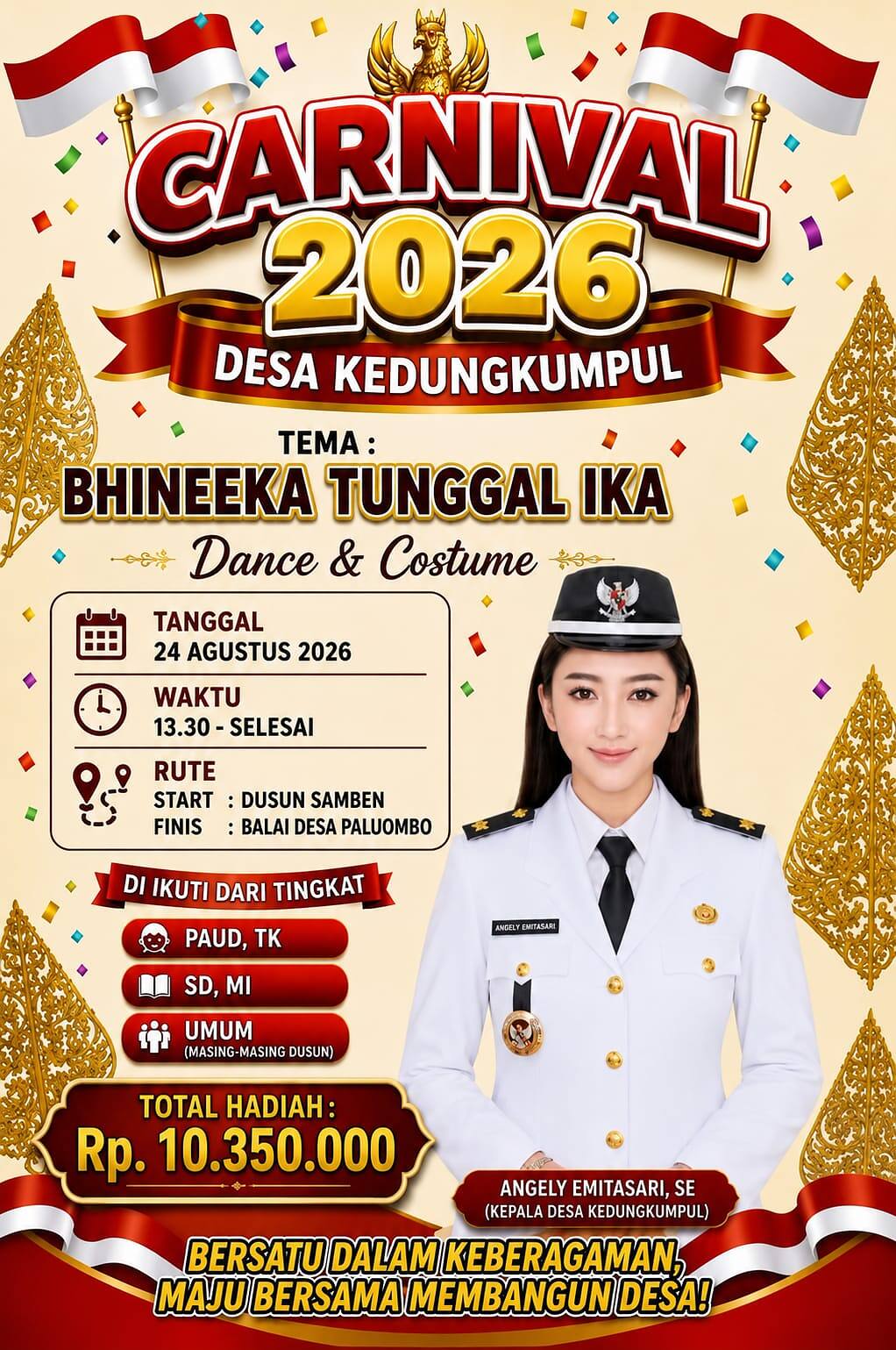 Desa Kedungkumpul Gelar Carnival 2026, Angely Emitasari: Momentum Perkuat Persatuan Warga