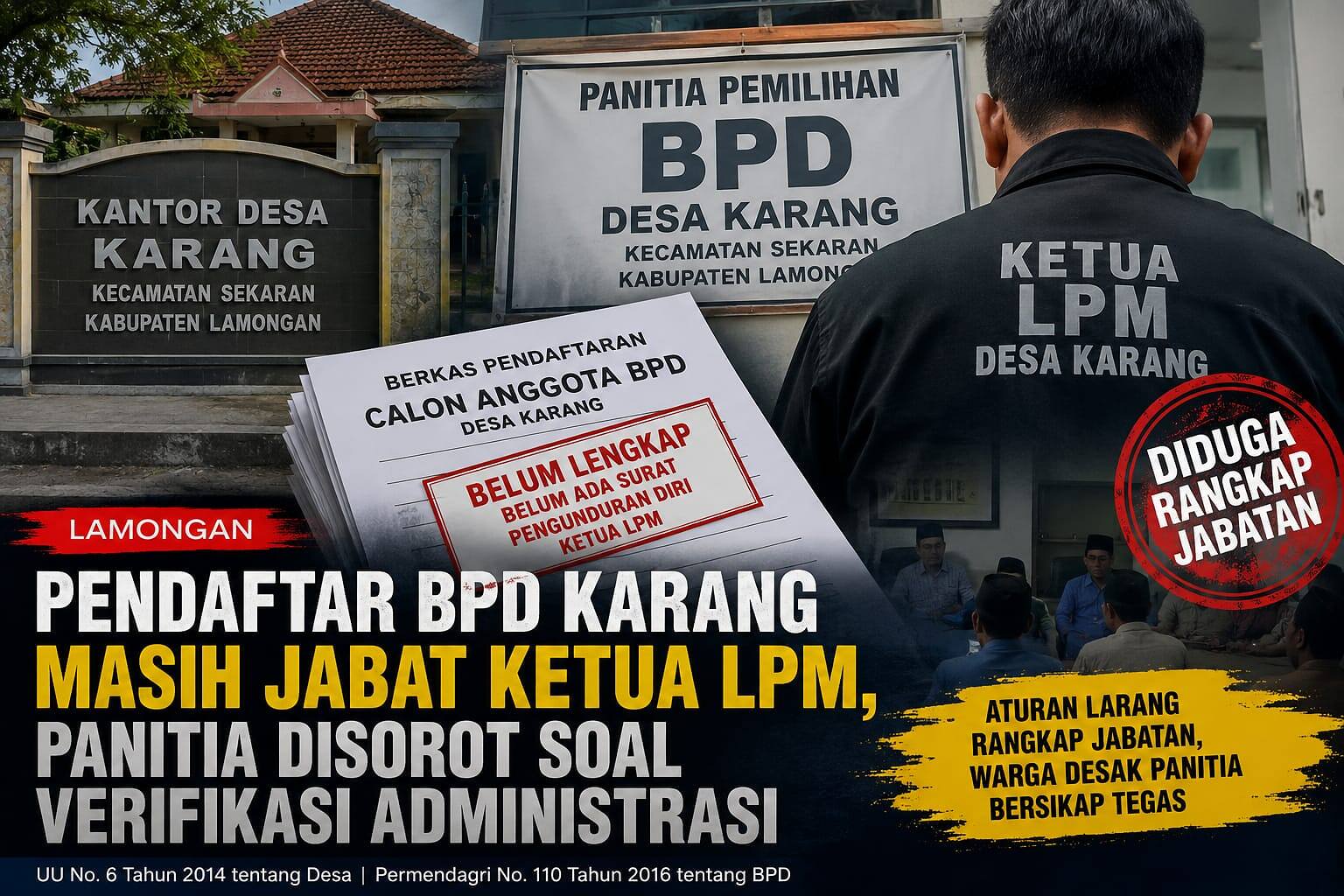Penjaringan BPD Desa Karang Disorot, Pendaftar Masih Rangkap Jabatan Ketua LPM