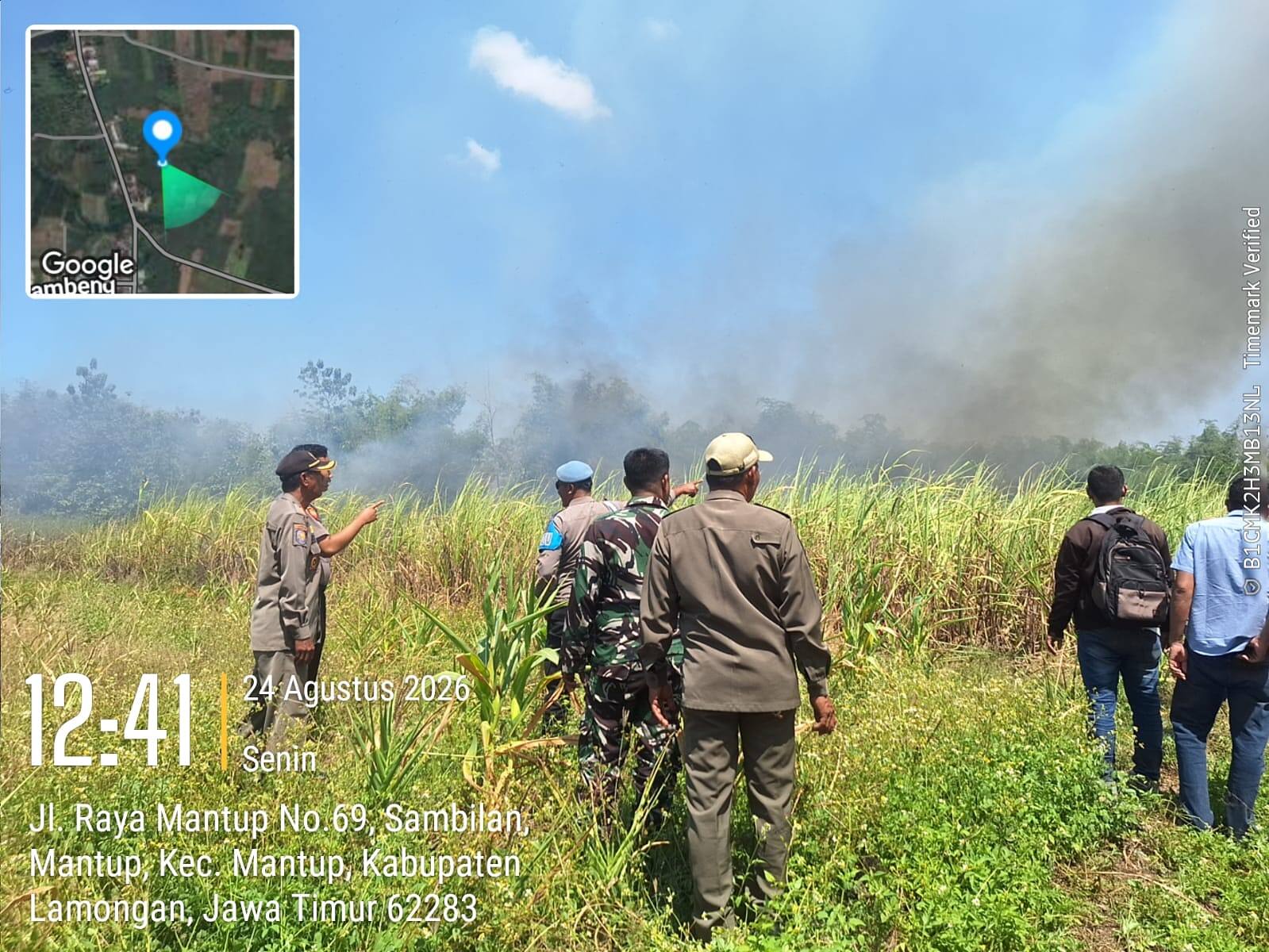 Antisipasi Karhutla, Babinsa 0812/09 Mantup Cek Lahan Tebu