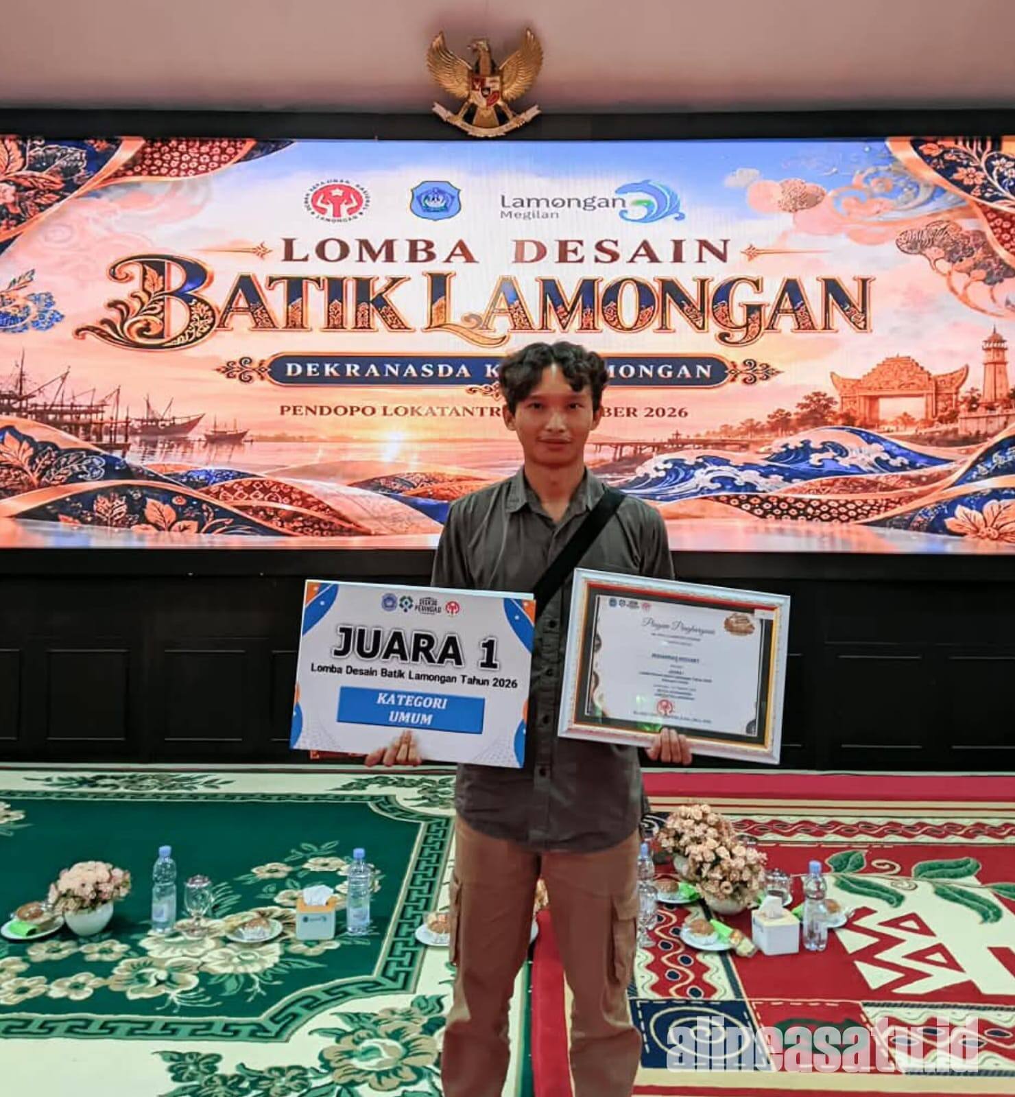 Pesan Sunan Drajat Menjelma Motif Batik, Reovany Juara 1 Lomba Desain Batik Lamongan 2026